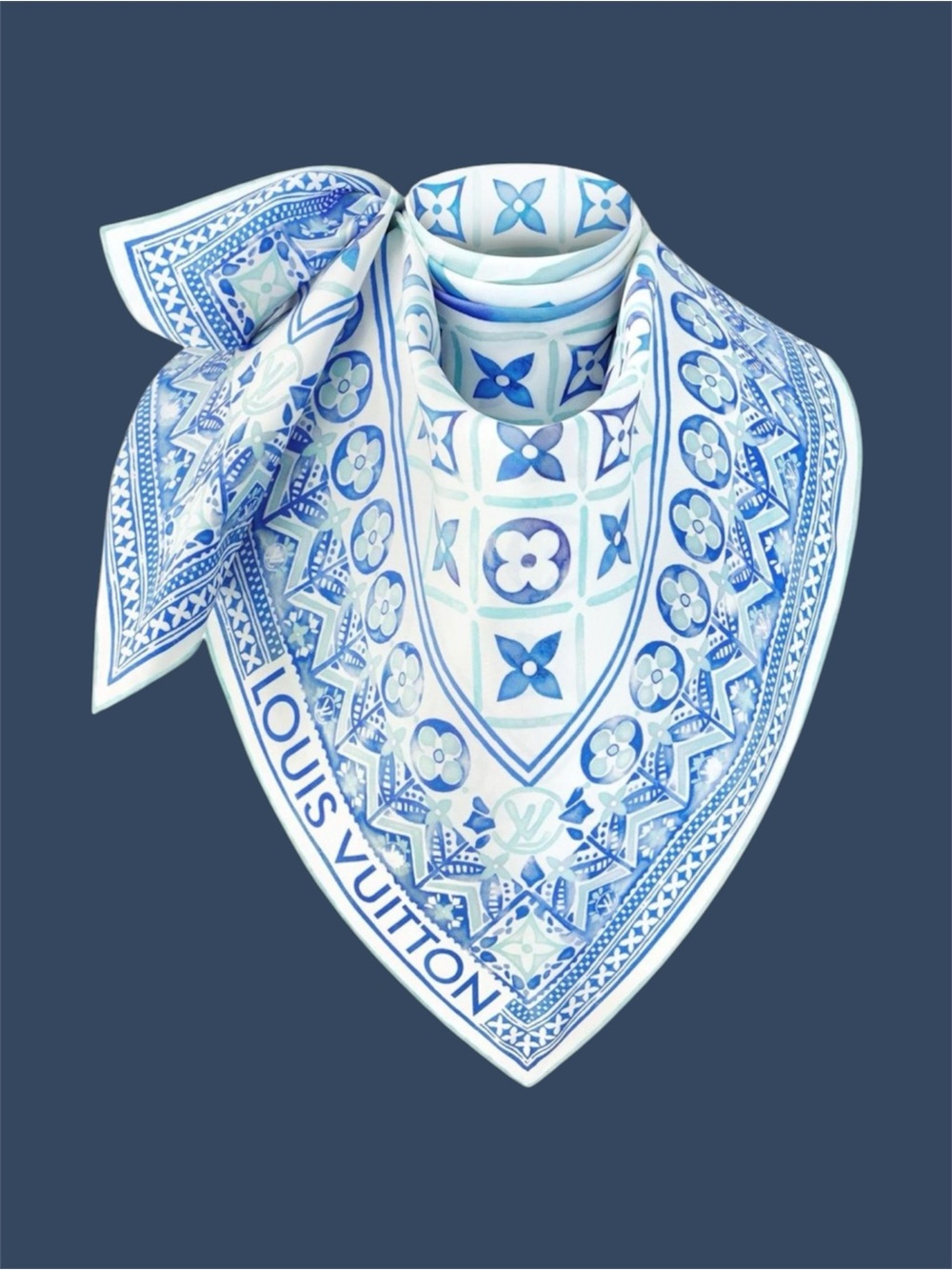 🩵💙Louis Vuitton BY THE POOL BLUE TILE SCARF